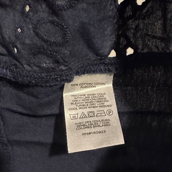 LOFT Navy Flutter Eyelet Sleeve Women's Top - Picture 4 of 5